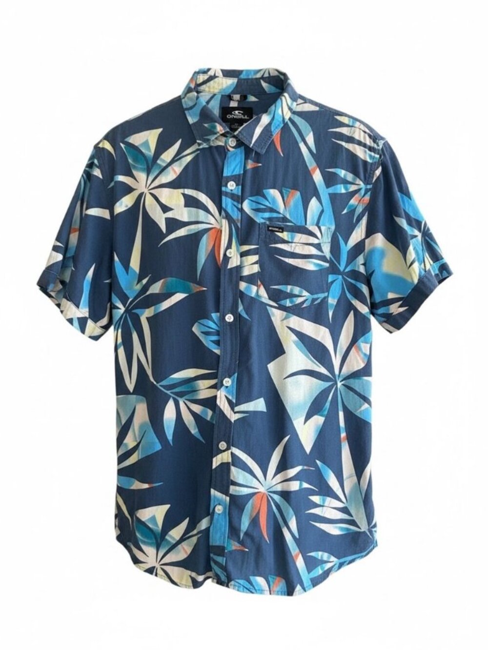 O'Neill Men's Shirt Hawaiian Tropical Floral Print Organic Cotton Blend Size Med